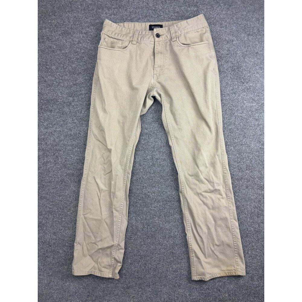 Brixton Pants Mens 32x32 Beige Stretch Denim Chino Casual‎ 5 Pocket Straight Leg